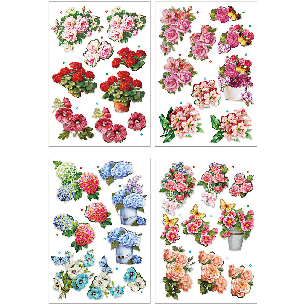 3D Motiver – Blomster – 21×30 cm – 4 ark