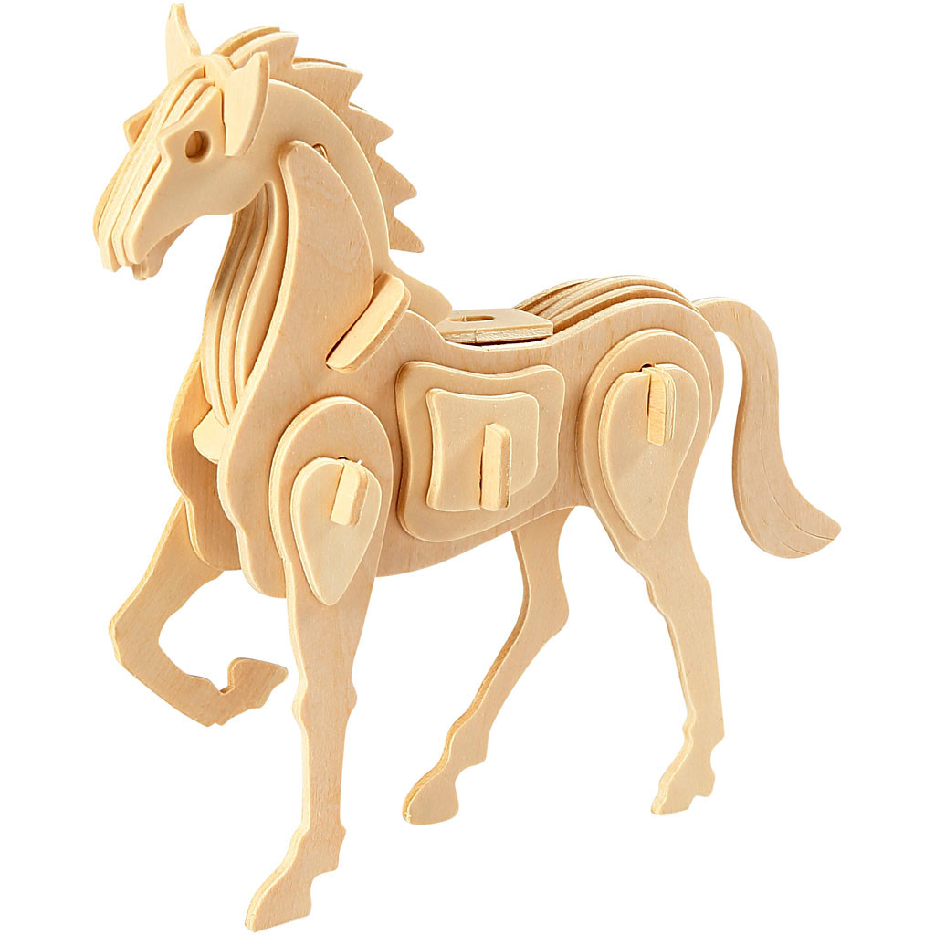 3D Puzzle 18 x 4,5 x 16 cm krydsfiner | hest