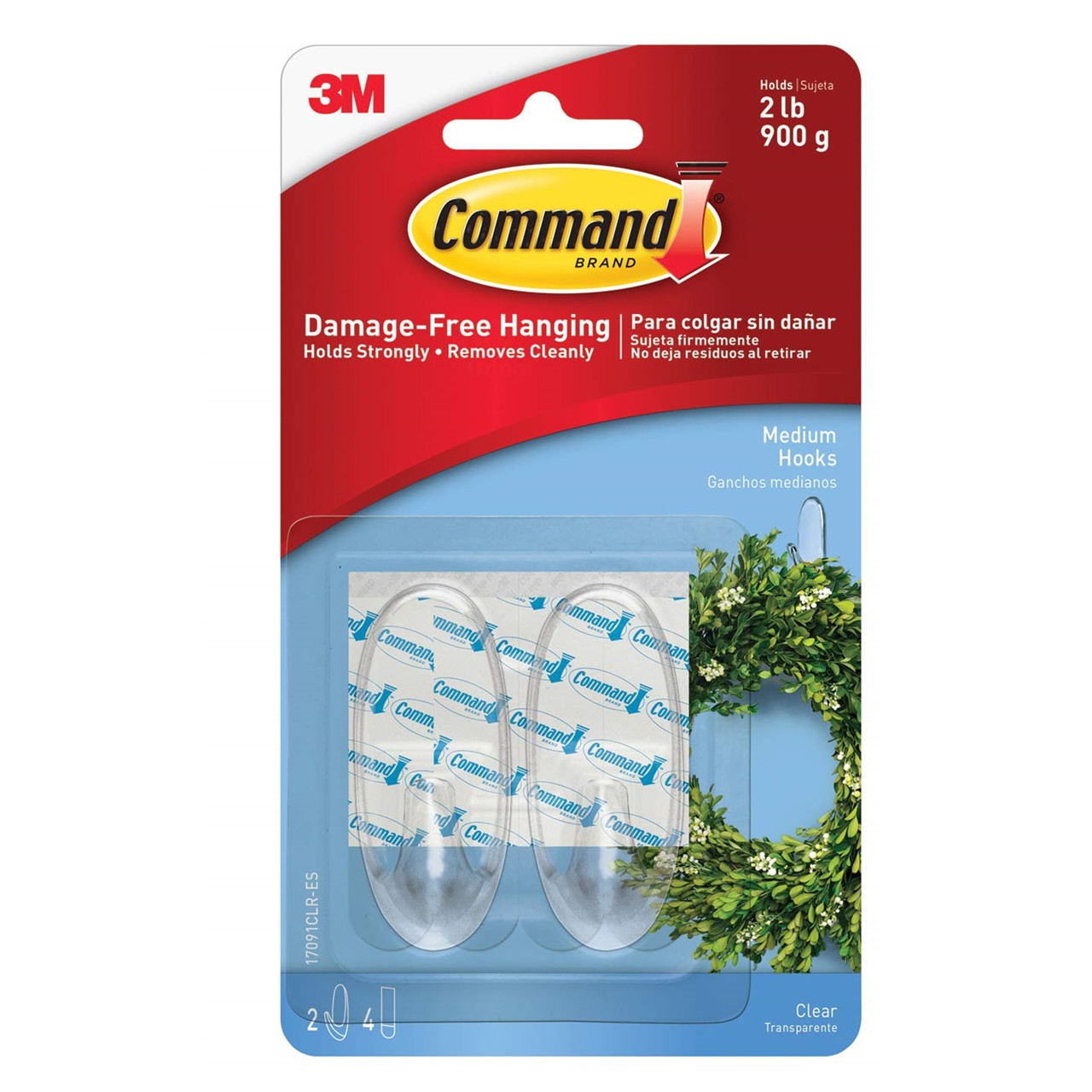 3M Command mellemstore gennemsigtige kroge med gennemsigtige st