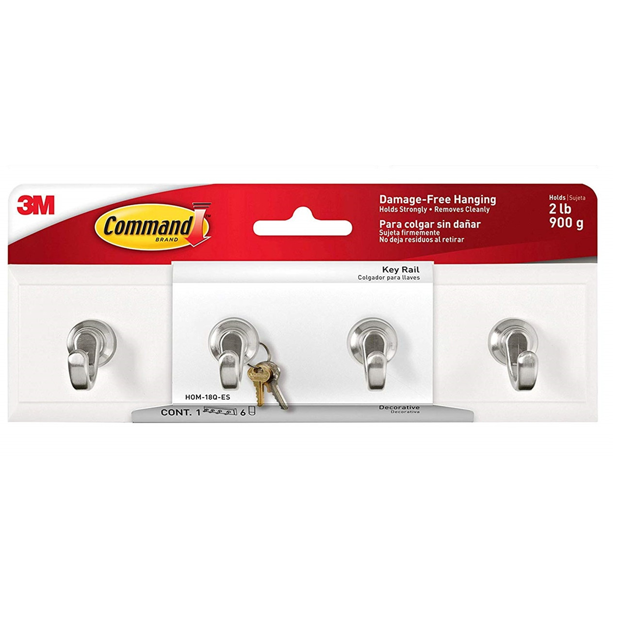 Knager 3M Command nøgleophæng med quartzfinish HOM18-Q