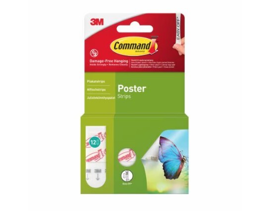 3M Command - Poster Strips - Hvid - 12 Strips 17024-12