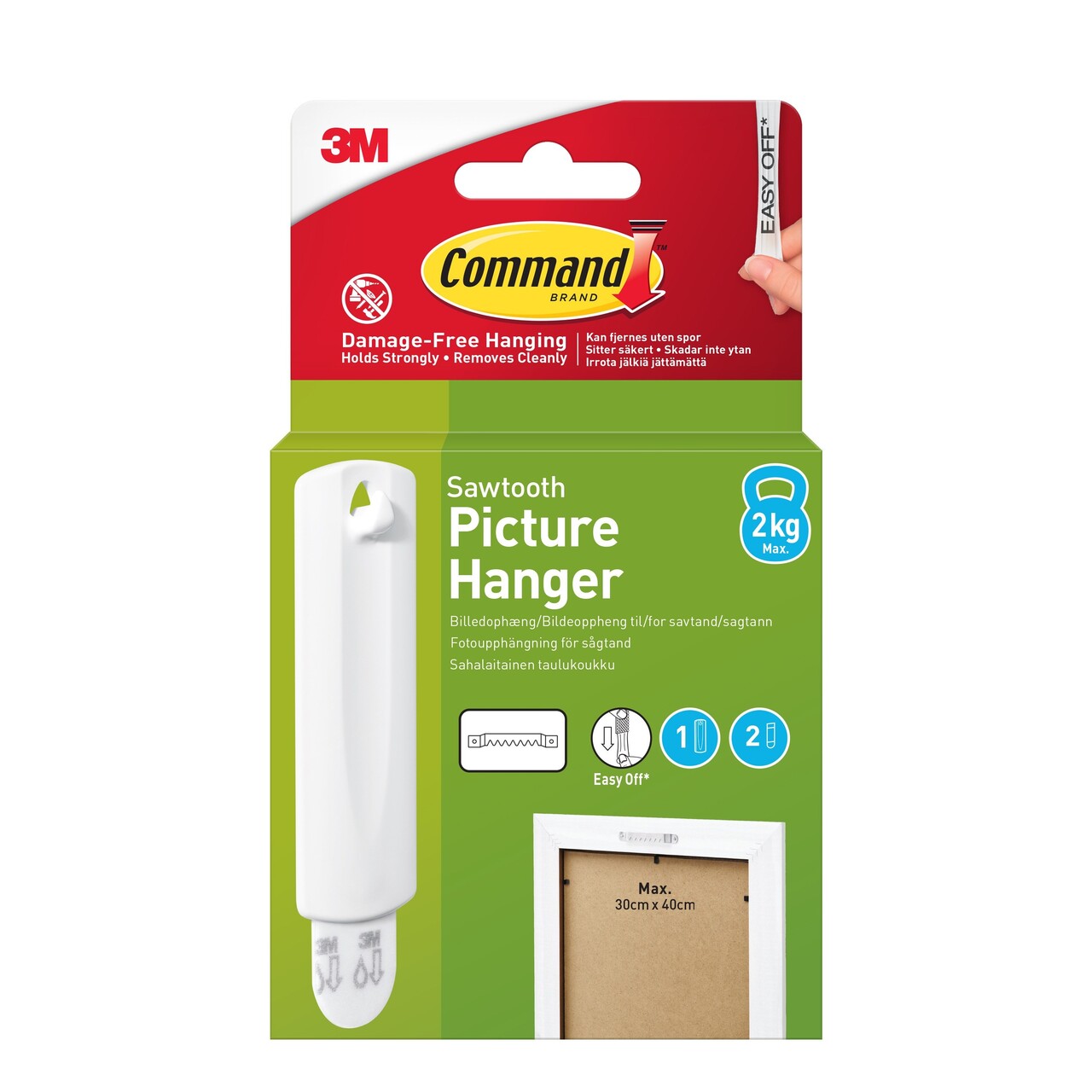 3M Command Sawtooth 1 Hook+2 Strips 17040-1