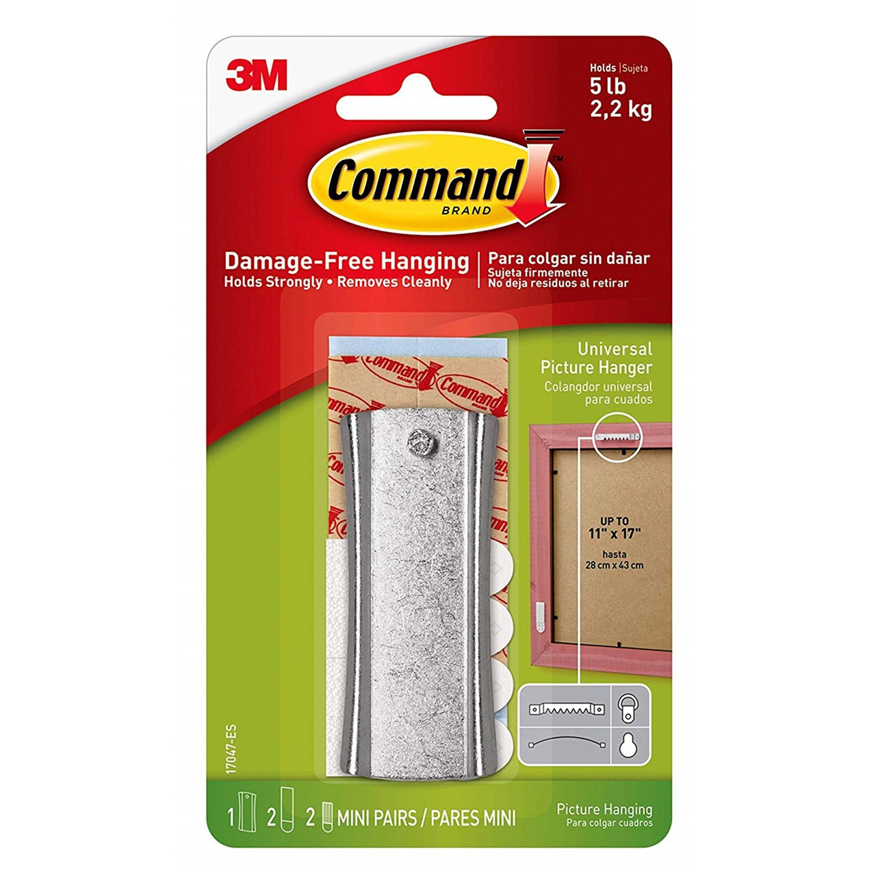 3M Command stort universal billedophæng, metal, 1 ophæng + 2 st