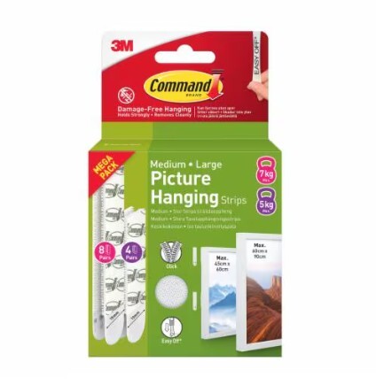 3M Command Strips velcro V-Pack hvid 4 Sets M + 8 Sets L 17209WHI-12