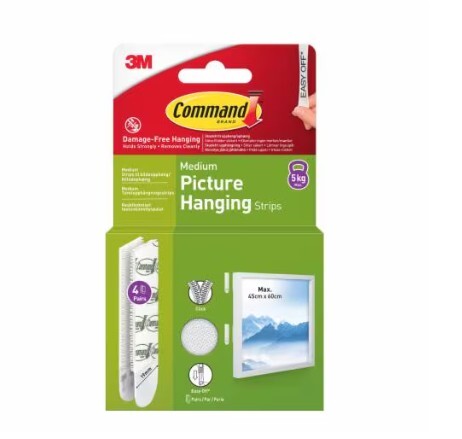 3M Command Strips velcro hvid Medium 4 Sets 17204WHI-4