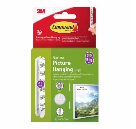 3M Command Strips velcro hvid Narrow 4 Sets 17207WHI-4