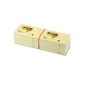 Notatblok - 3M Post-it Notes 655 - Gul - 76 x 127 mm - 12 blokke