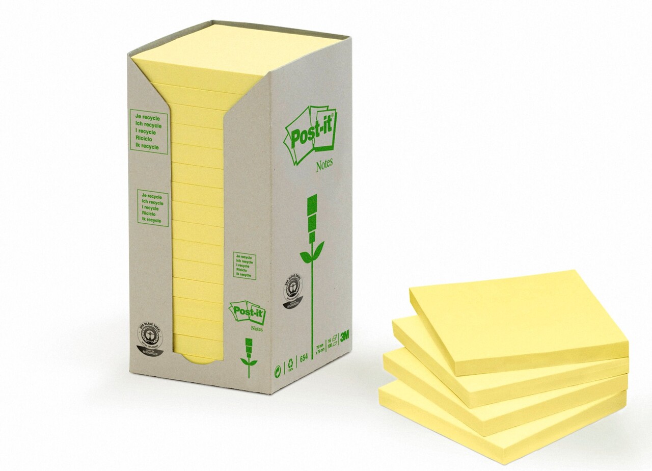 10 stk. 3M Post-it Notes 76x76 recycled gul (16)