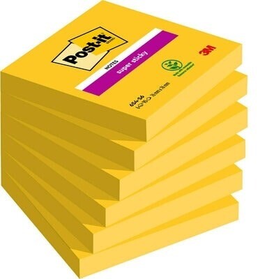 6 stk. 3M Post-it Super Sticky-Notes 76x76 ultra-farver