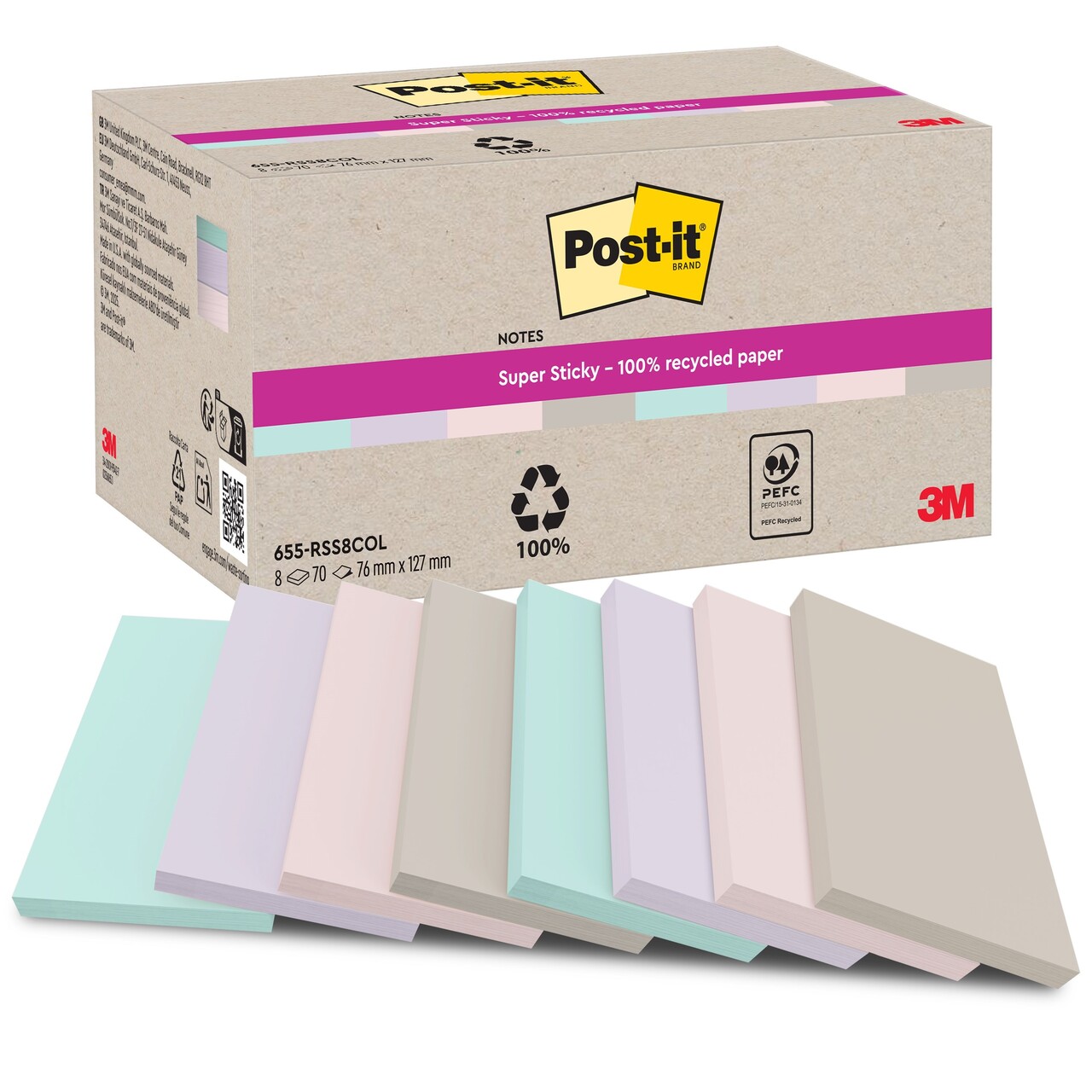 24 stk. 3M Post-it SS Recycled Mix colors 127x76 70sh (8)