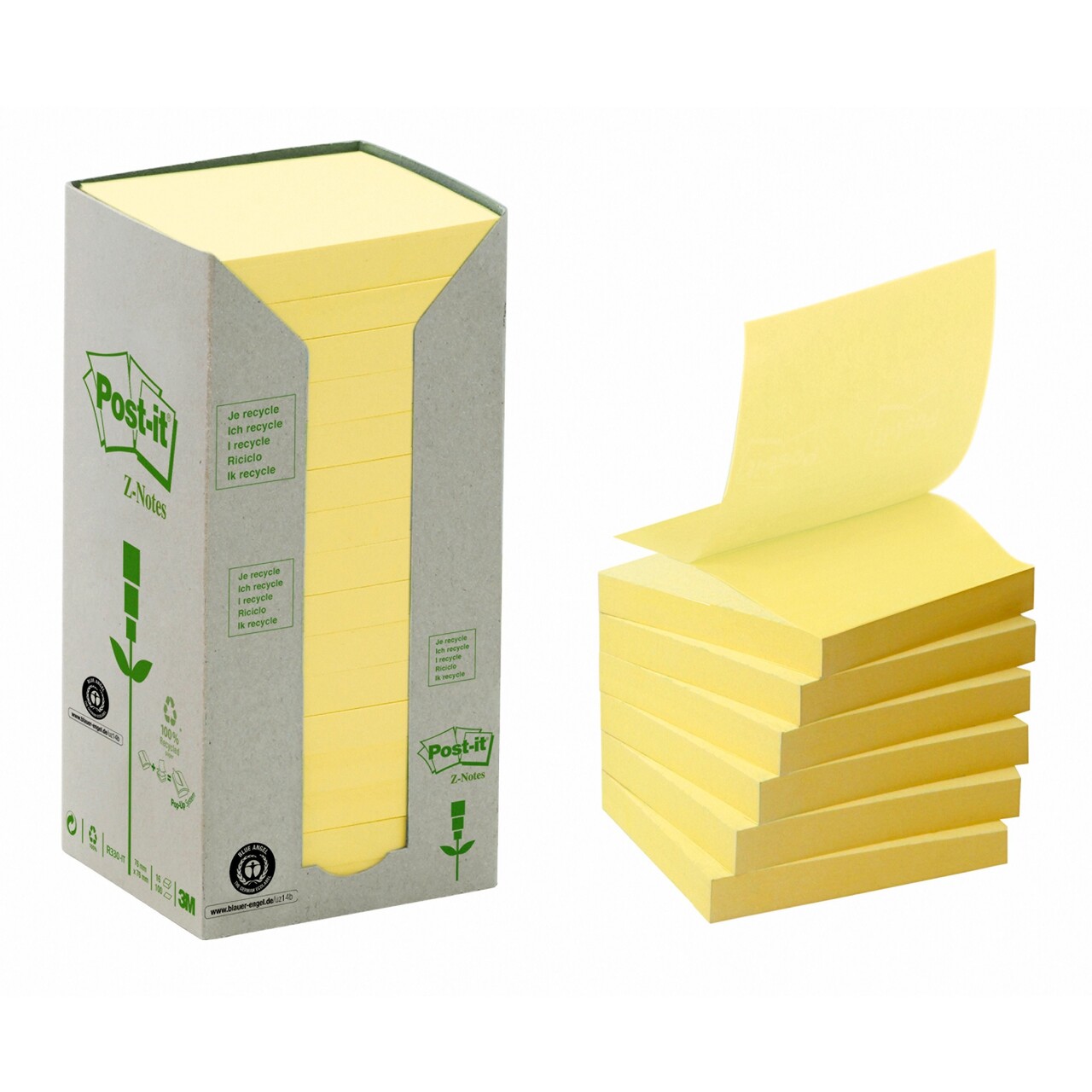 10 stk. 3M Post-it Z-Notes 76x76 recycled gul (16)