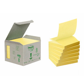 3 stk. Notespapir - 3M Post-it Z-Notes - Genbrug - Gul - 76x76 mm - 6 blokke