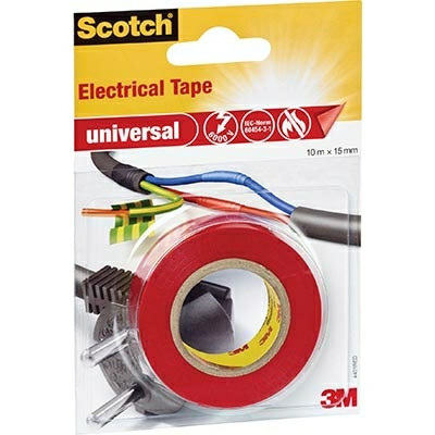 3 stk. 3M Scotch Elektrikertape 15mmx10m red