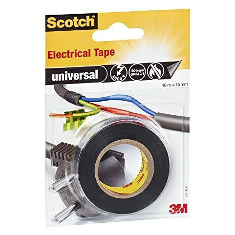3 stk. Elektrikertape - 3M Scotch 15 mm x 10 m Sort