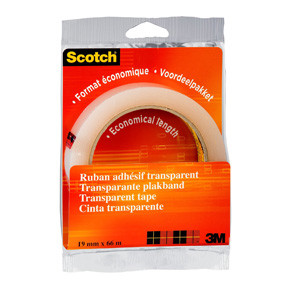 8 stk. Tape - 3M Scotch 550 - 19 mm x 66 m - Transparent - Køb minimum 8 stk.