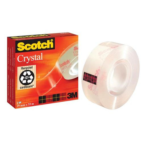 12 stk. 3M Tape Scotch Crystal 19mmx33m 600 - Køb minimum 12 stk.