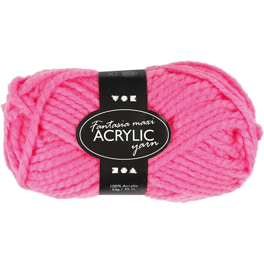 Akryl garn Fantasia længde 35 meter neon pink - Maxi 50 gram