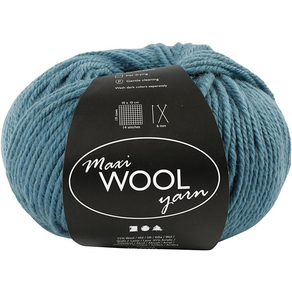Uld garn Maxi Wool længde 125 meter petrol | 100 gram
