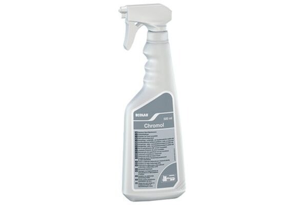 Stålpleje Chromol 500ml med Spray til rengøring og pleje af rustfrit stål - 6 fl x 500 ml/krt