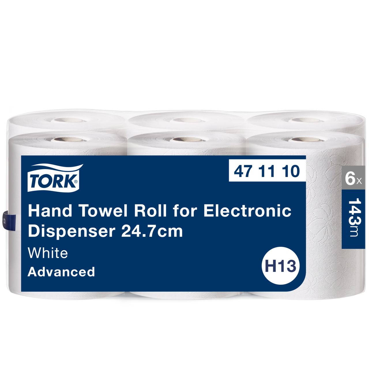 Håndklæderulle - Tork 471110 H13 Advanced - 2-lags - 143 m x 24,7 cm - Ø 19,3 cm - Hvid - 6 stk.