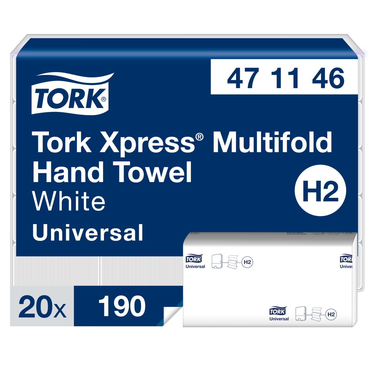 Papirhåndklæde Tork 471146 Xpress H2 Universal - 20 pakker