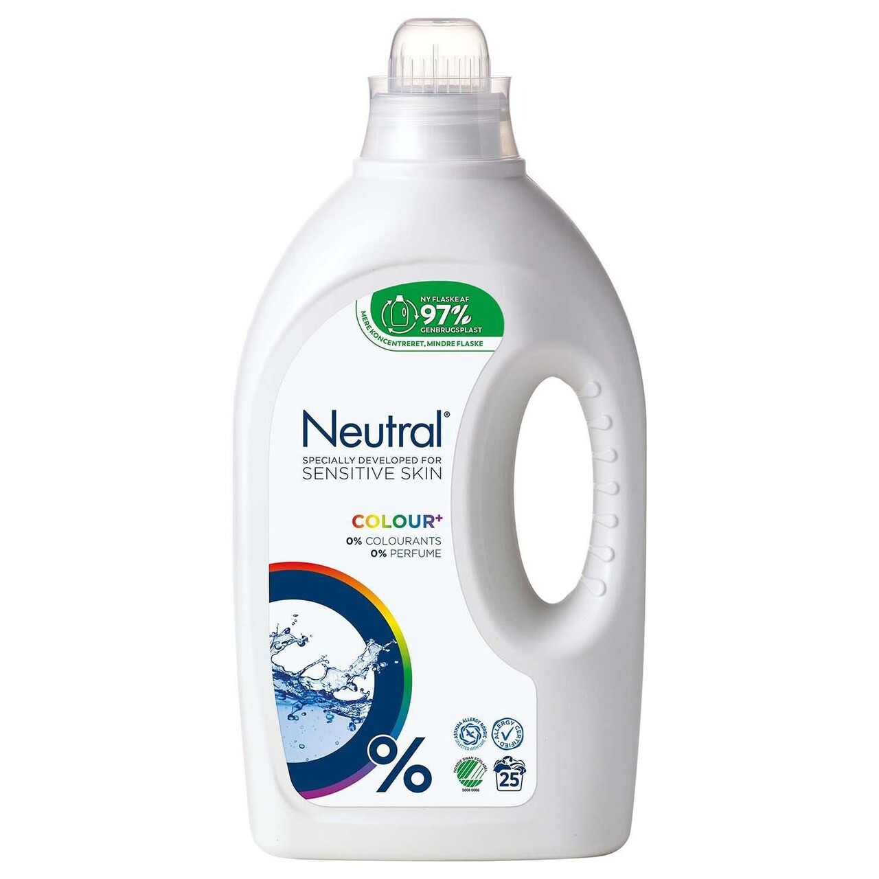 Tøjvask Flydende Neutral Colour uden Parfume/Blegemiddel/Optisk hvid 1250 ml - 6 fl x 1250 ml/krt