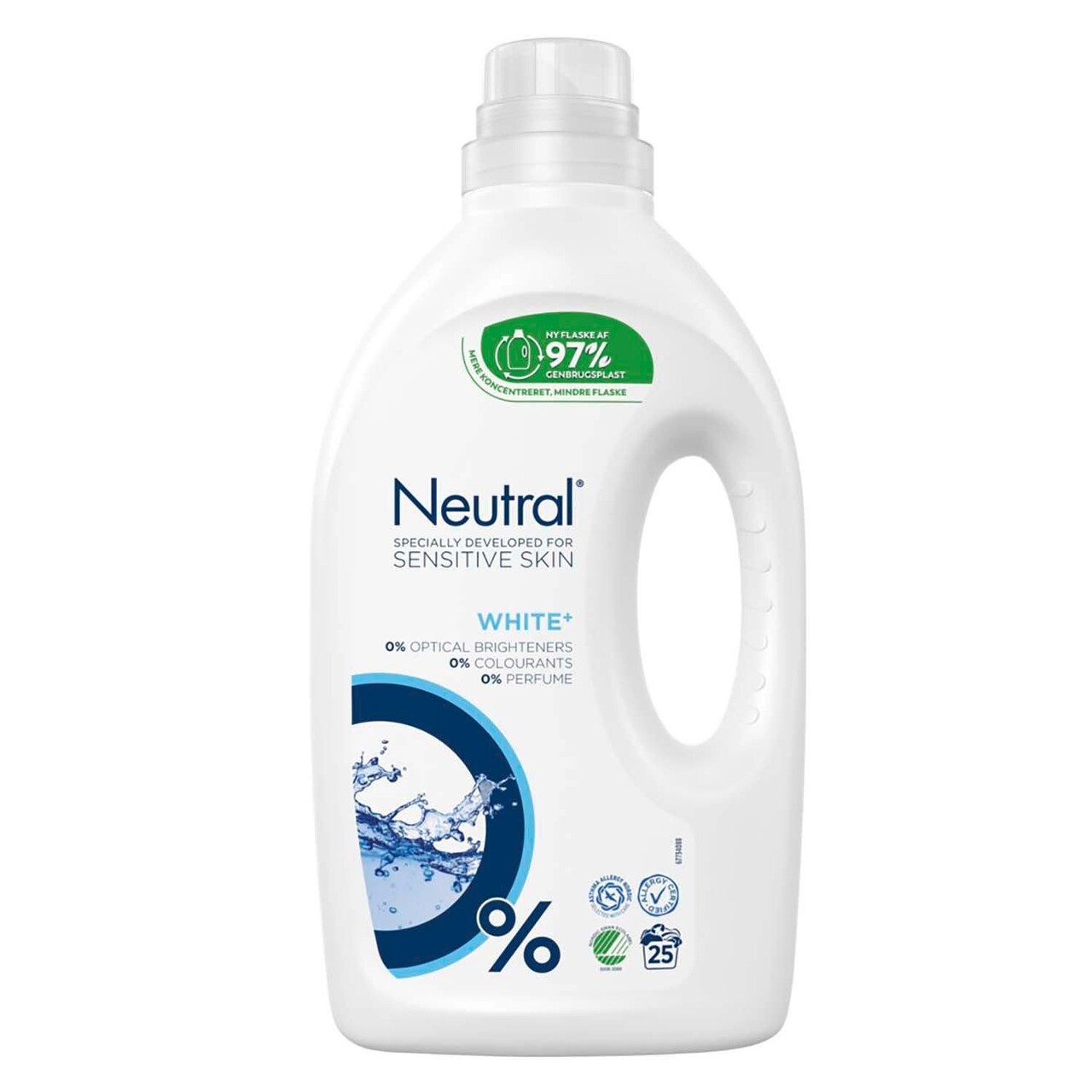 Tøjvask Flydende Neutral White uden Parfume/Blegemiddel/Optisk hvidt 1250 ml - 6 fl x 1250 ml/krt