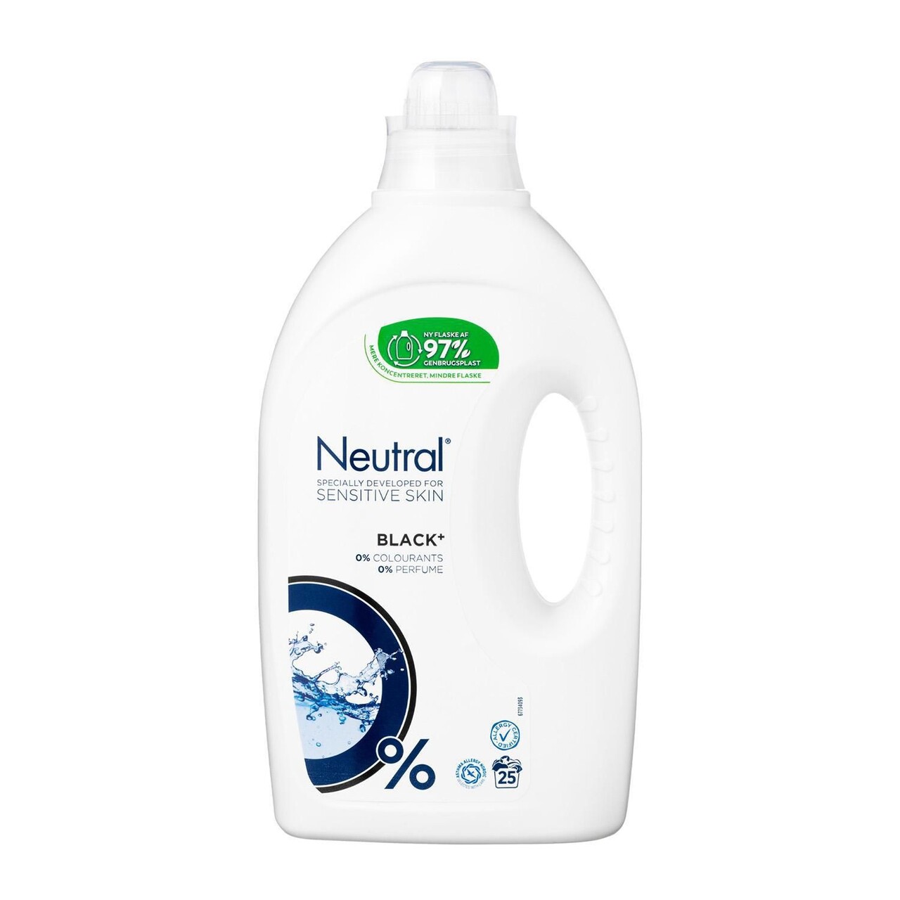 Tøjvask Flydende Neutral Black u/Parfume/Blegemiddel/Optisk hvidt 1250 ml - 6 fl x 1250 ml/krt