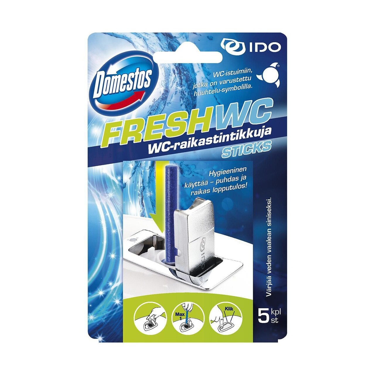 Luftfrisker/Toiletfrisker Domestos WC Sticks Ocean Fresh med Parfume til IFÖ WC - 14 pk x 5 stk/krt