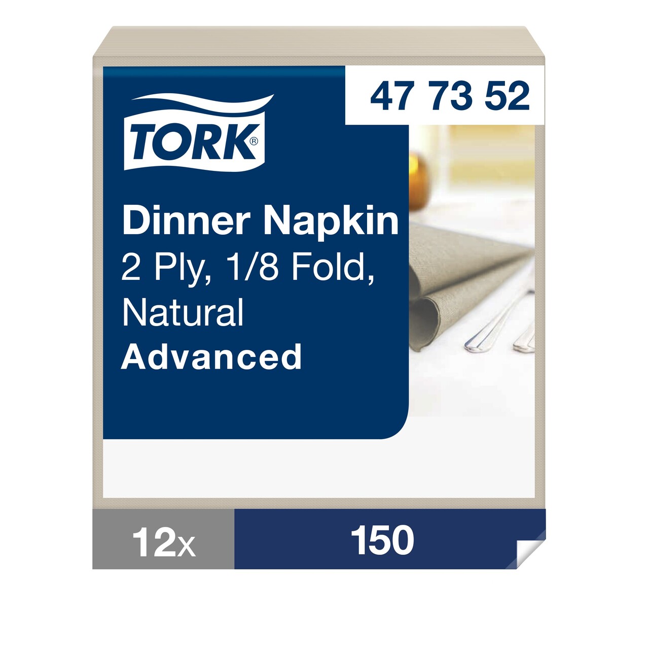 Servietter Tork 477352 2-lags 1|8 fold 39cm natur 1800 servietter