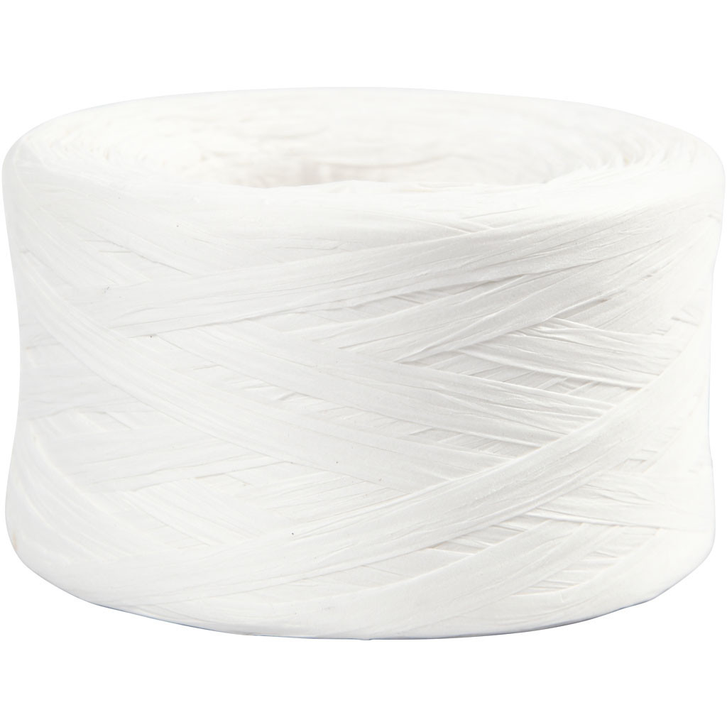 Papirgarn Raffia - B: 7-8 mm hvid - 100m