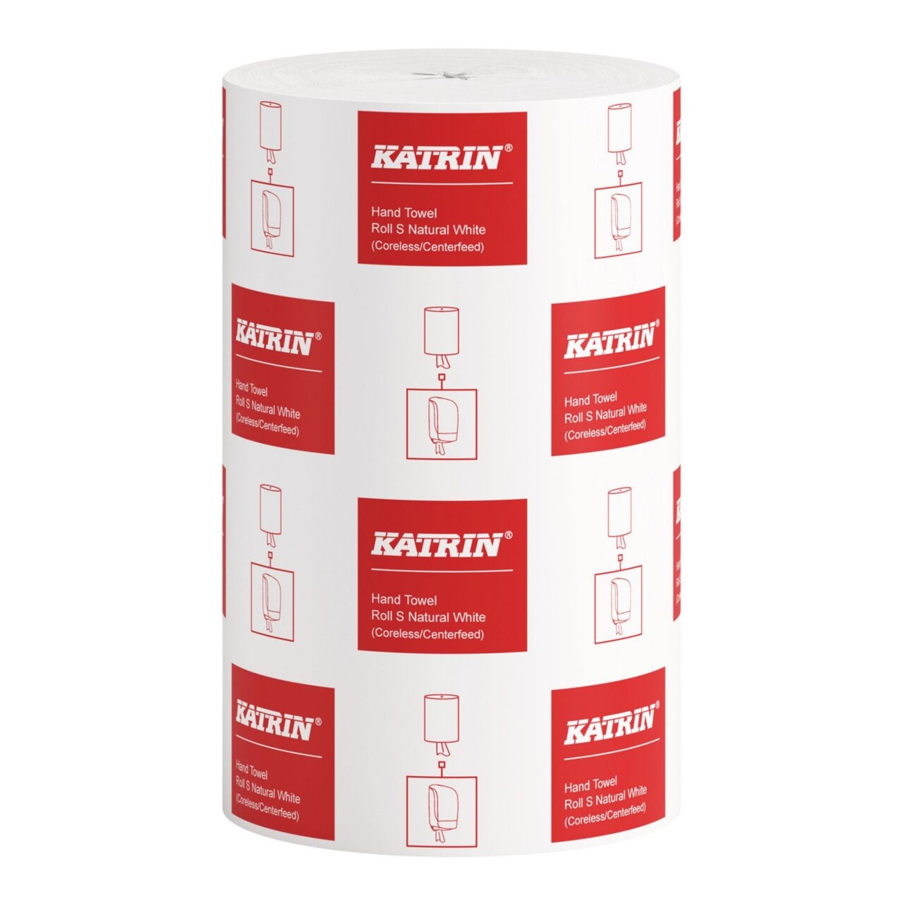 Håndklæderulle Katrin 1-lags Ø13xB20.5cmxL100m U/Hylse Uperforeret Genbrug Hvid - 12 rl/krt