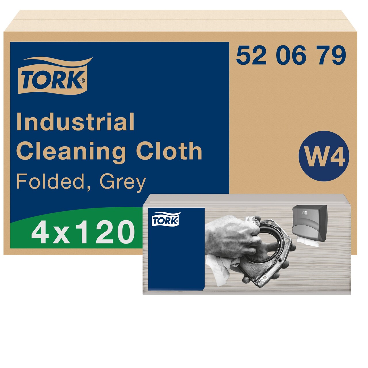 Industriaftørring Tork 520679 W4 1-lags 41,5x35,5cm nonwoven top-pak - 120 stk pr pakke - 4 pakker