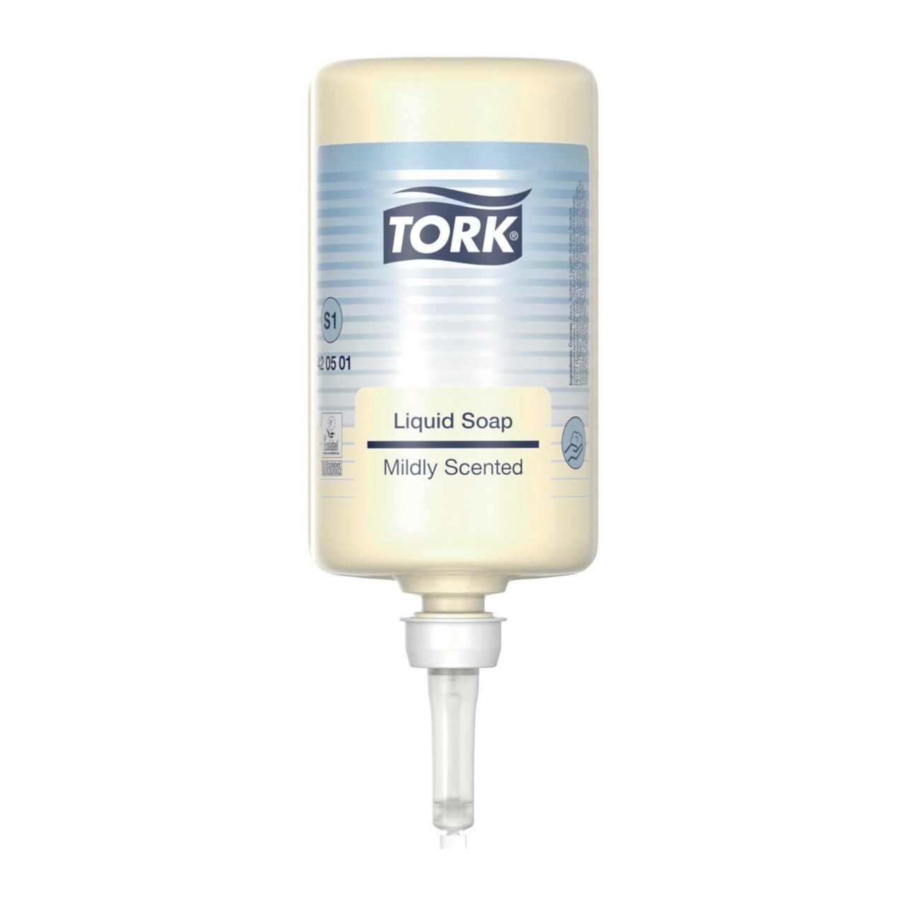 Håndsæbe Flydende Tork 420501 Mild Duft 1000ml Ecolabel med Parfume Gul til S1 disp - 6 fl x 1 ltr/krt