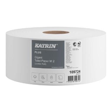Toiletpapir, Katrin Plus, 2-lag, Ø24 cm, 310 m, Uperforeret, Hvid - 6 rl/krt