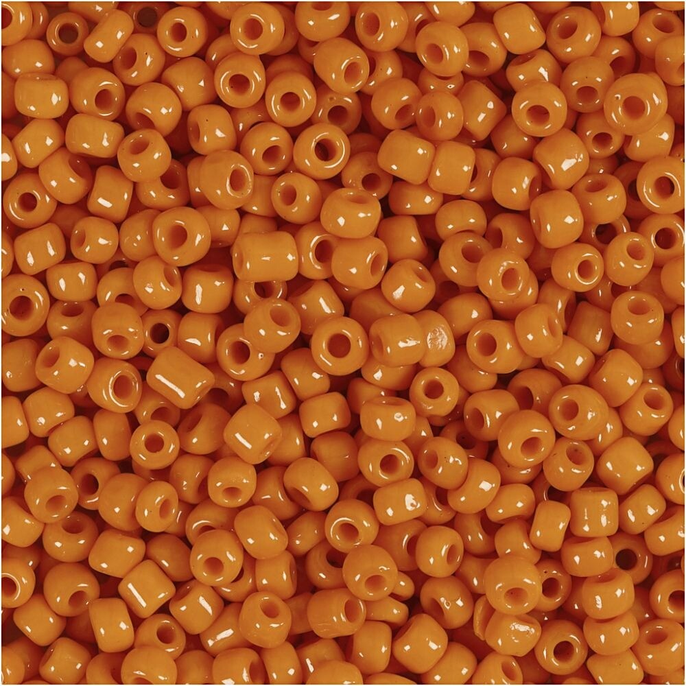Rocailles perler, dia. 3 mm, hulstr. 0,6-1,0 mm, orange , 25g, str. 8