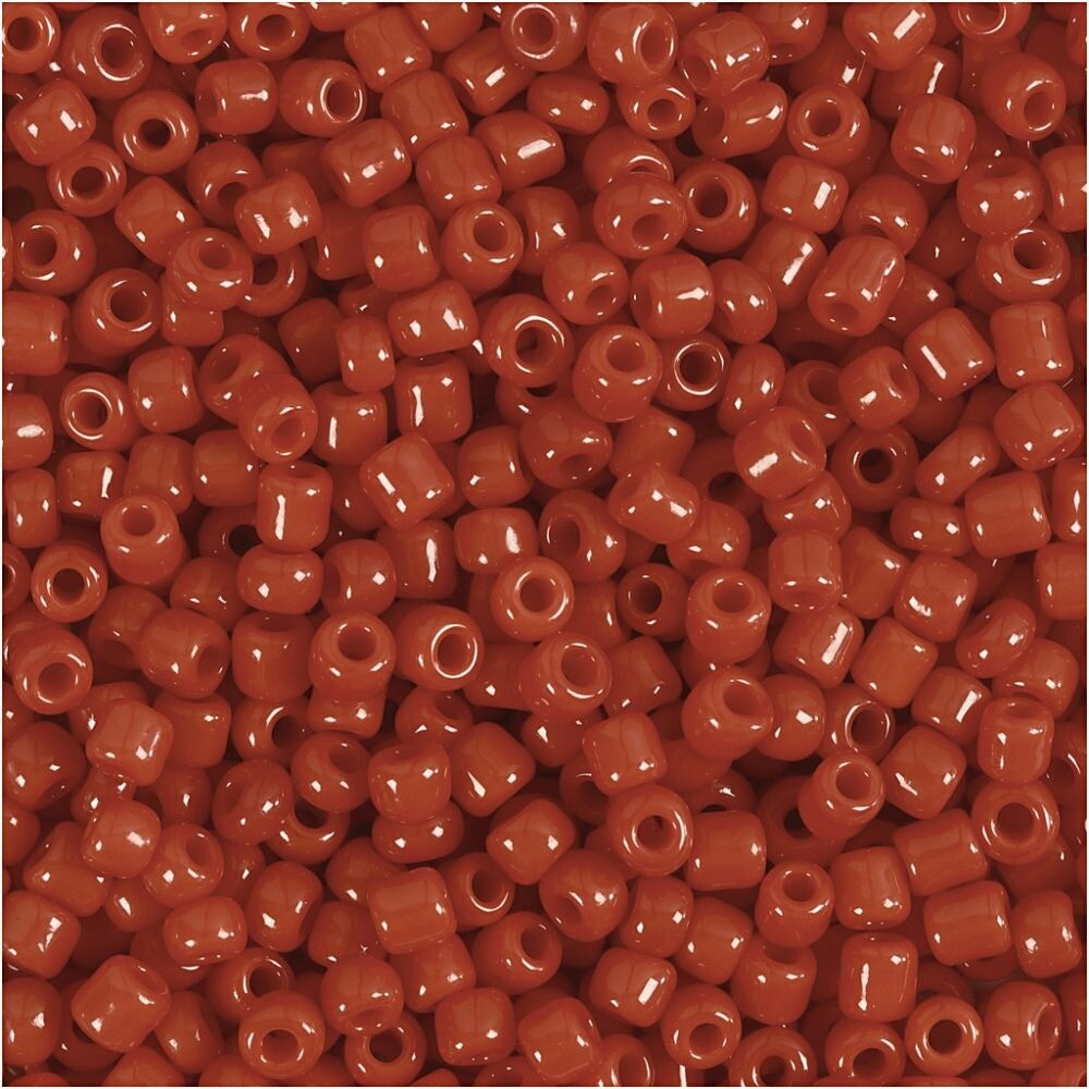 Rocailles perler, dia. 3 mm, hulstr. 0,6-1,0 mm, mørk rød, 25g, str. 8