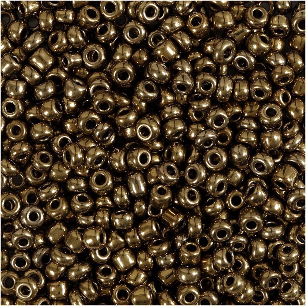 Rocailles perler, dia. 3 mm, hulstr. 0,6-1,0 mm, bronze, 25g, str. 8