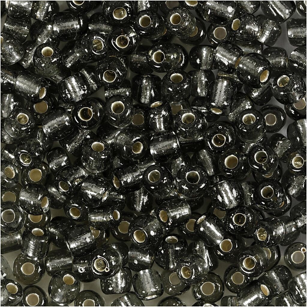 Rocai perler, dia. 4 mm, hulstr. 0,9-1,2 mm, klar grå, 25g, str. 6/0