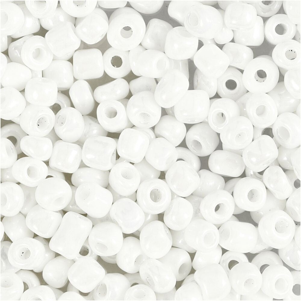 Rocaillesperler, dia. 4 mm, hulstr. 0,9-1,2 mm, perlemor, 25g, str. 6/0