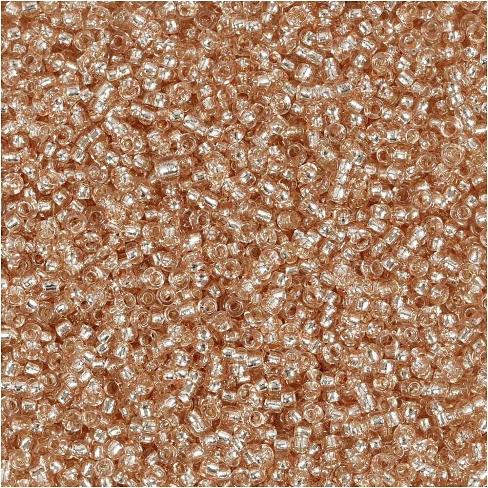 Rocai perler, dia. 1,7 mm, hulstr. 0,5-0,8 mm, fersken, 25g, str. 15