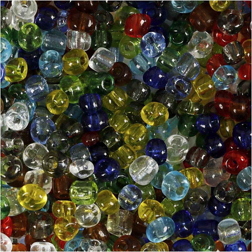 Rocailles perler mix str. 6, diam. 4 mm, 1000g, hulstr. 0,9-1,2 mm