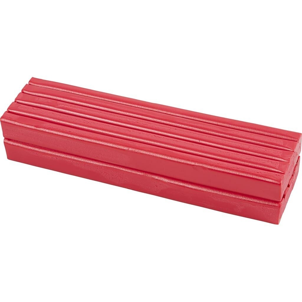 Modellervoks - Soft Clay størrelse 13 x 6 x 4 cm rød - 500 gram