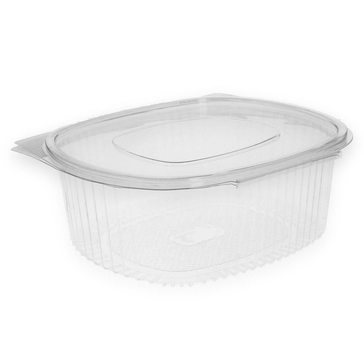 Plastbæger Verive 250 ml oval hængslet låg 133x105x43 mm RPET Klar - 12 ps x 50 stk/krt