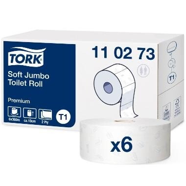 Toiletpapir Tork 110273 Premium Jumbo T1 Soft 2-lag 360m - 6 rl/krt