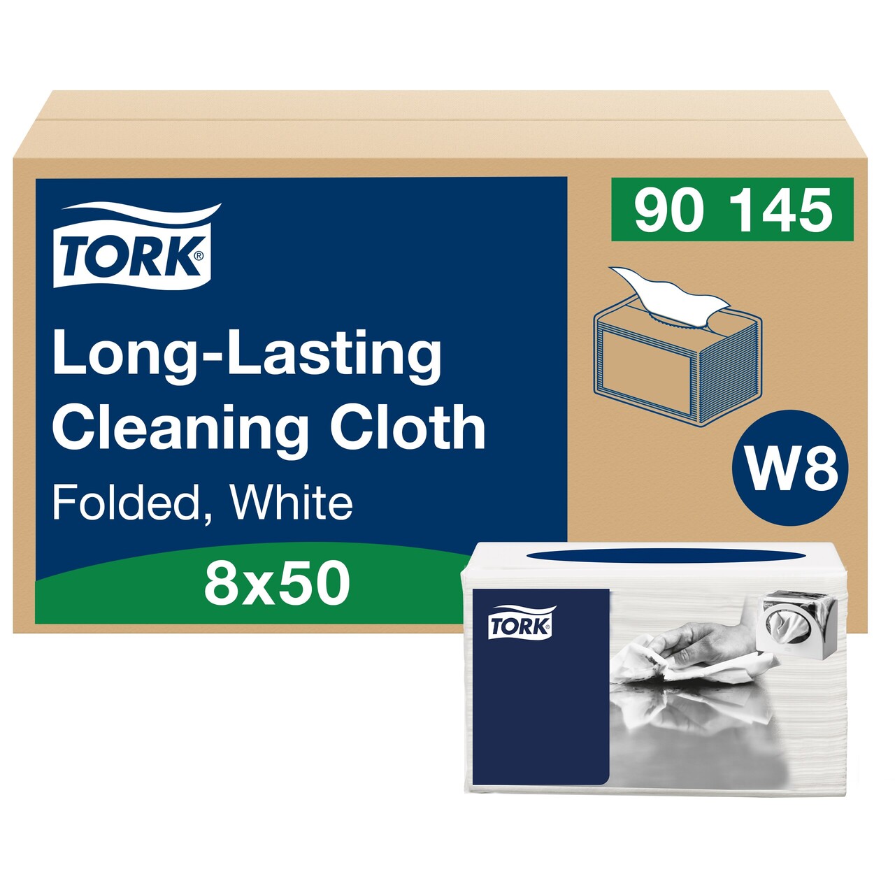 Aftørringsklud Tork 90145 Alt-i-en W8 1-lags 90145 hvid 400stk