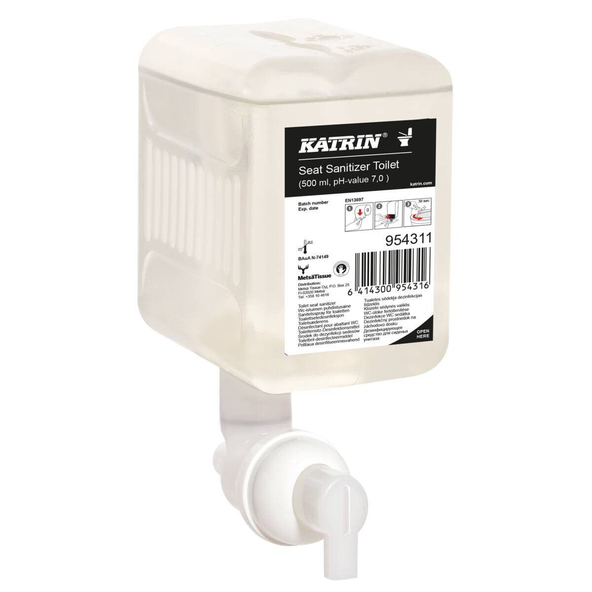 Toilet sæbe - Katrin Seat Sanitizer 954311 - Til rengøring af toiletsæde - 500 ml - 12 stk.