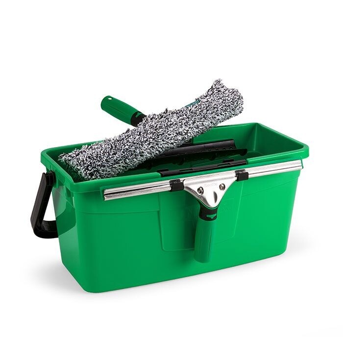 Vinduespudsersæt - Unger - 35 cm - 12 liter - Grøn - Med spand og tilbehør