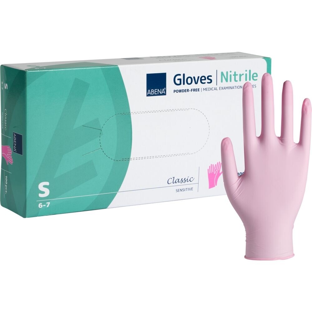 Engangshandsker ABENA Classic S pink nitril pudderfri Sensitive - 100 stk