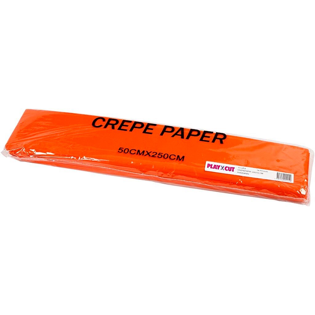Crepepapir, ark 50x250 cm, orange, 10 læg/ 1 pk.